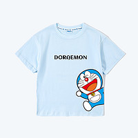 Doraemon 哆啦A梦 纯棉透气夏季新款哆啦A梦儿童短袖T恤上衣男女童夏装舒适运动衫