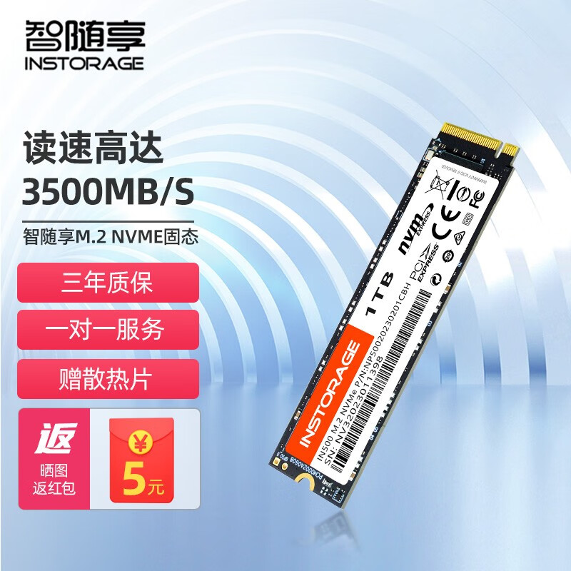 INSTORAGE 智随享 IS300 NVMe M.2固态硬盘 256GB （PCIe 3.0）