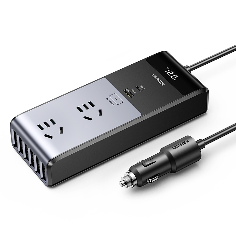 绿联 UGREEN车载逆变转换器12V转220V汽车用大功率电源插座点烟器充电器