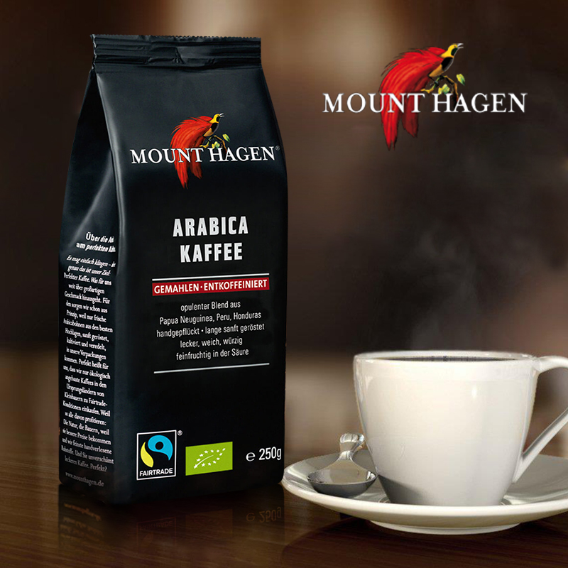 德国mount hagen脱因咖啡粉低因阿拉比卡纯黑咖啡无添加蔗糖250g