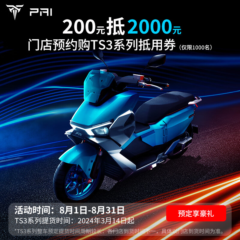派电PAI派电TS3系列城市运动智能电动摩托车 TS3 S 预定权益