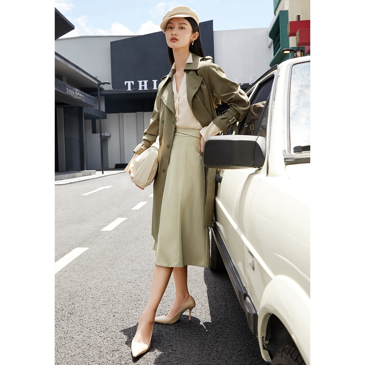 JZ玖姿网红爆款通勤风衣女装2022秋季新款休闲外套