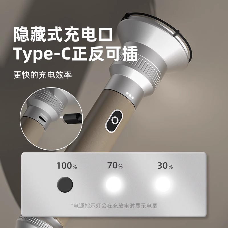 TANXIANZHE探险者户外手电筒强光复古充电远射超亮变焦多功能灯便携耐用家用