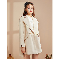 秋季新品潮流时尚韩版女款休闲长款大衣外套 XL 卡其
