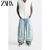 ZARA夏季新款男装 宽松多口袋工装款牛仔裤 6688333 400