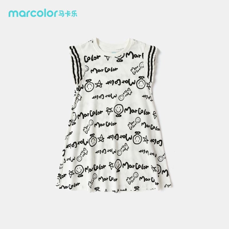 马卡乐 MarColor2023年夏季新款女童潮流时尚日常休闲甜美可爱简约风连衣裙