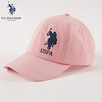 PLUS会员：us polo assn 保罗棒球帽男女情侣帽子男春夏季鸭舌帽礼袋装 粉