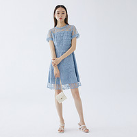 水云间蕾丝连衣裙2023新款夏季拼接设计感御姐气质收腰仙女裙子