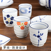 茶杯陶瓷手绘日式家用餐厅餐具办公喝茶杯釉下彩大茶杯小水杯杯子