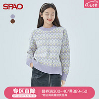 SPAO 女士毛衣2023年春季新款圆领花型套头宽松毛衣SPKWC4TS21 紫色 165/88A/M