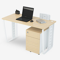 好事达易美 职员办公桌 1.4米单人工位F款白色+浅木纹色FBM04
