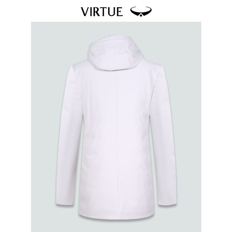 Virtue 富绅 秋冬白鸭绒男士羽绒服休闲中长款连帽保暖防风外套