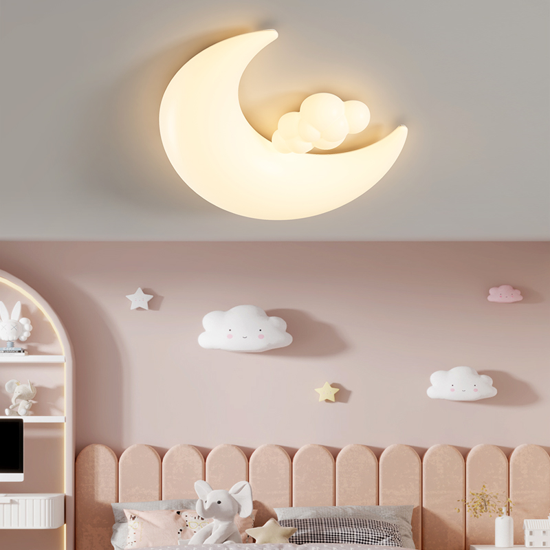 箭牌护眼儿童房灯卡通宇航员吸顶灯奶油风月亮男孩女孩书房卧室灯