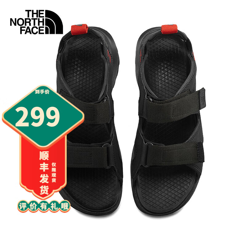 北面（The North Face）拖鞋男鞋2023春夏新款凉鞋户外运动休闲凉拖轻便防滑耐磨沙滩鞋 KT0/黑色/偏小一码 40.5