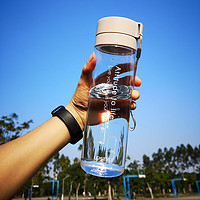 悠家良品 UPSTYLE） 塑料杯子运动水杯男女吸管透明随手杯白色800ml