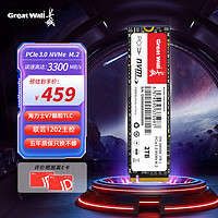 Great Wall 长城 2TB SSD固态硬盘 M.2接口(NVMe协议)PCIe 3.0x4 GW3300系列 读速高达3300MB/s