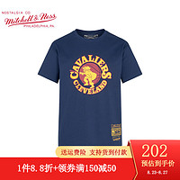 mitchell & ness 复古卡通T恤 NBA掘金尼克斯骑士短袖 MN纯棉圆领男女短袖上衣 骑士-藏青 M