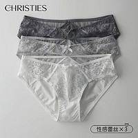 Christies 内裤女蕾丝性感女士内裤少女低腰透气夏薄款少妇抗菌裆裤头3条装