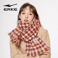 ERKE 鴻星爾克 千鳥格圍巾女冬季2022新款韓版仿羊絨情侶披肩保暖圍脖潮