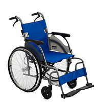 三贵 日本Miki三贵轮椅折叠轻便小便携老人残疾人可推老年人车旅行小型超轻代步车MOC-43J（LK） 蓝色大轮款