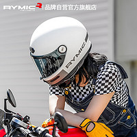 睿觅（RYMIC）摩托车复古头盔全盔3C认证夏季男女机车骑行哈雷头盔V80皓月白XL