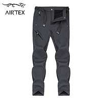 AIRTEX 亚特 秋冬抓绒冲锋裤男加绒软壳裤防风加厚户外登山裤防水保暖滑雪裤