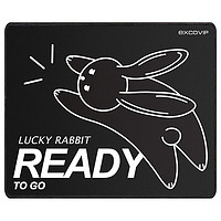 EXCO 宜适酷 幸运兔鼠标垫小号锁边笔记本电脑游戏鼠标垫办公企业卡通桌面垫子便携包边黑色0007