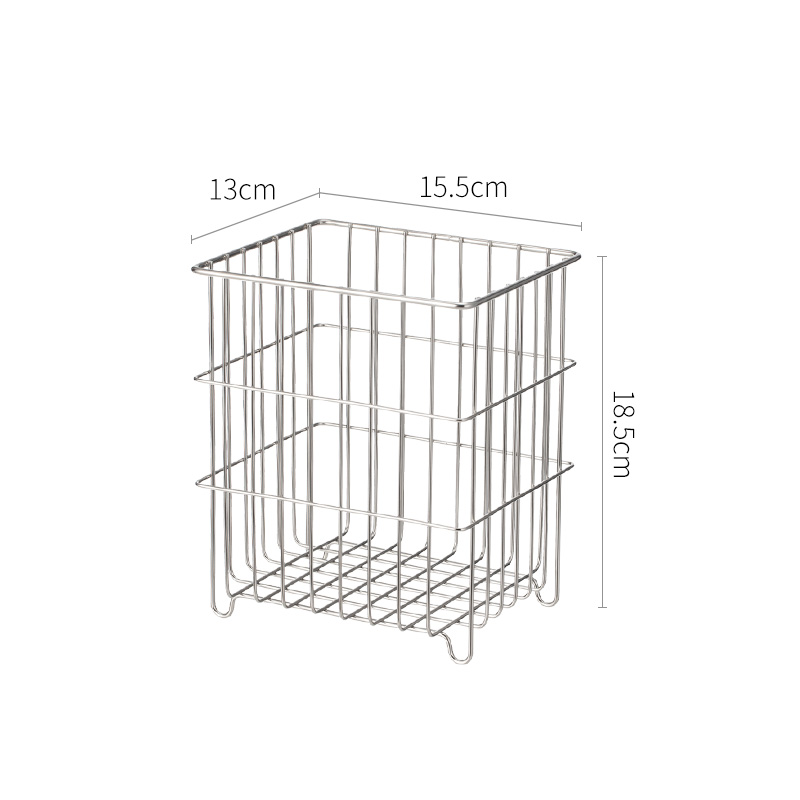 霜山304不锈钢收纳篮织收纳筐桌面杂物整理筐厨房置物小篮子