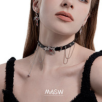 MASW麻秀原创设计冷淡风小恶魔皮质拼接颈链小众高级感项链M1340