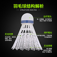 得力安格耐特尼龙羽毛球塑料耐打稳定3只6支装户外训练防风