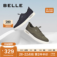 BeLLE 百麗 男鞋帆布鞋男夏季新款透氣鞋子男舒適休閑松緊帶板鞋D3GB8BM2