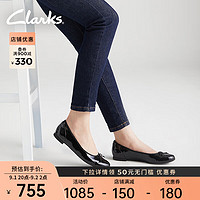 Clarks 其乐 卡顿尔波恩女鞋圆头蝴蝶结时尚芭蕾舞鞋舒适浅口单鞋 黑色 261154754 35.5
