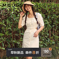 moussy 2023夏季日系风图案刺绣露腰短款连衣裙010GS730-2 011米白色 00001/S