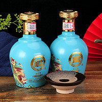 白水杜康 中國文化名酒白水杜康藍花瓷大唐盛世52度500ml*2禮盒裝純糧禮盒 藍色