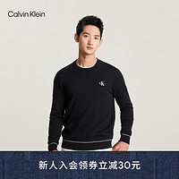 Calvin Klein Jeans23早秋男士简约字母刺绣舒适圆领毛衣针织衫J324490 BEH-太空黑 XL