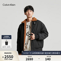 卡尔文·克莱恩 Calvin Klein Jeans23早秋男士时尚双面穿仿羊羔绒夹棉外套J324123 BEH-太空黑/棕咖色 M
