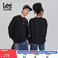 Lee XLINE23早秋舒适黑色男女同款印花长袖卫衣LUT007249204 黑色（尺码偏大，小一码购买） XS
