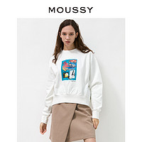 MOUSSY 摩西 春季弧度下摆图案印花长袖卫衣女010EAP90-5630