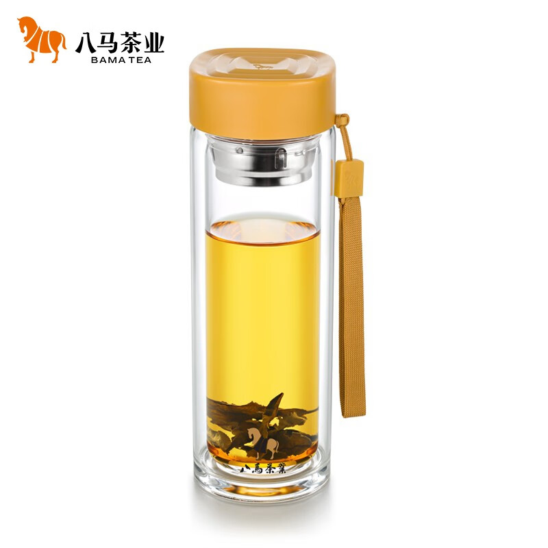 八马茶业 bamatea 茶具 明沁随身杯 茶水分离杯 双层耐热玻璃杯 茶杯 随身过滤水杯280ml