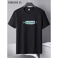 FOREVER 21 短袖t恤男夏季时尚半袖圆领男士宽松休闲印花上衣 黑色 08款 XL码