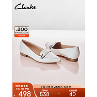 Clarks 其乐 女鞋莱纳系列春乐福鞋豆豆鞋时尚方跟搭扣舒适单鞋 白色 建议拍小半码 37.5