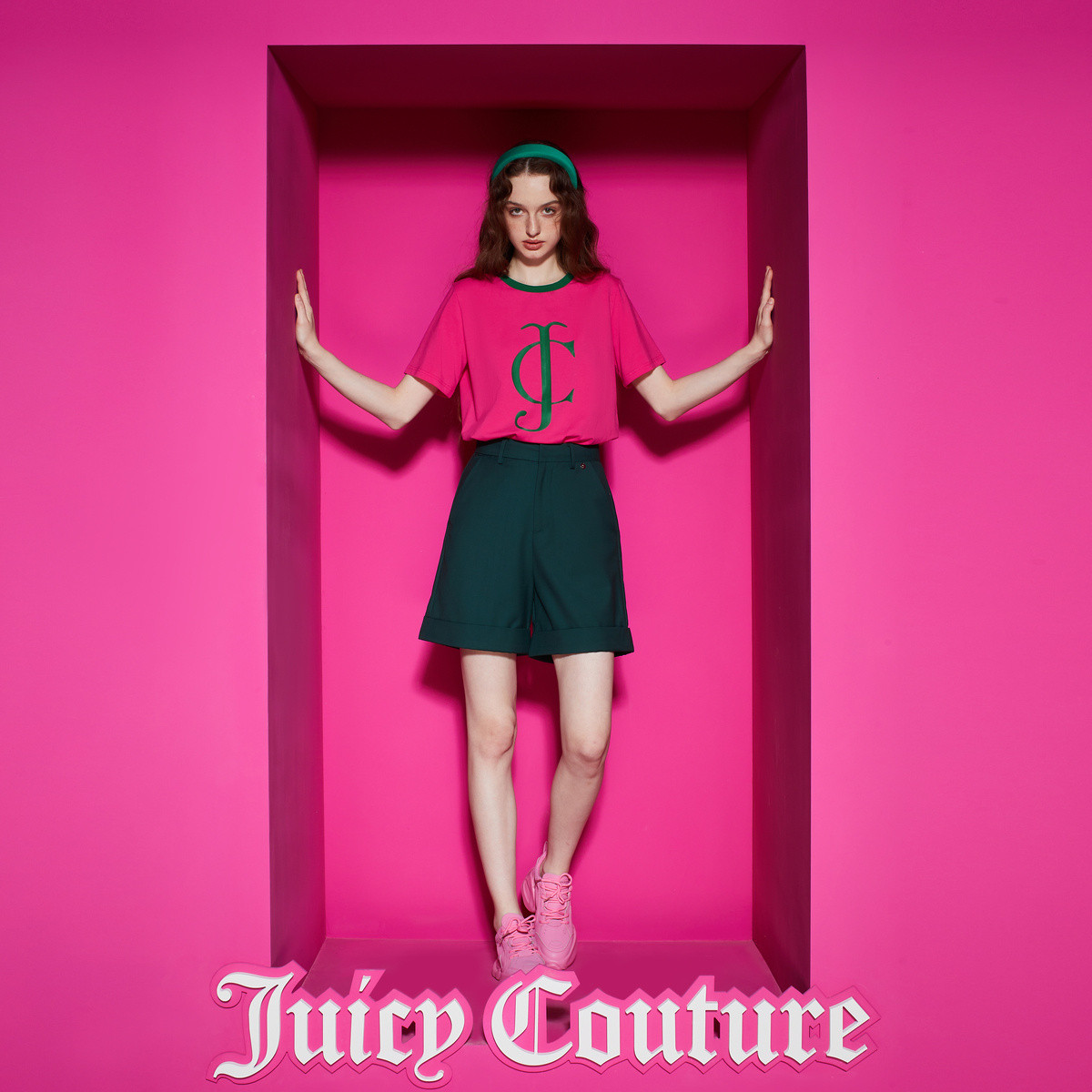 Juicy Couture 橘滋 醒目撞色印花logo短袖女式T恤