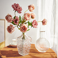 BOMAROLAN 堡瑪羅蘭 玻璃小花瓶細口客廳北歐風格創意透明插花干花裝飾ins 風餐桌擺件