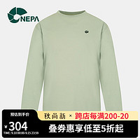 NEPA 耐葩户外2023春夏新品男女同款钓鱼图案长袖圆领T恤7JC5366 灰绿色 160/84A