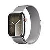Apple 蘋果 Watch Series 9 智能手表GPS + 蜂窩款45毫米銀色不銹鋼表殼銀色米蘭尼斯表帶 電話手表MRPJ3CH/A