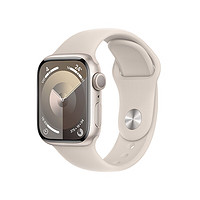 PLUS會員：Apple 蘋果 Watch Series 9 智能手表 GPS款 41mm 星光色 橡膠表帶 S/M