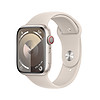 Apple 蘋果 Watch Series 9 智能手表 GPS+蜂窩網絡款 45mm 星光色鋁金屬表殼 星光色橡膠表帶 M/L