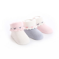JEENH [3双装]JEENH 婴儿袜子秋冬季纯棉新生儿袜子0-12个月宝宝袜子