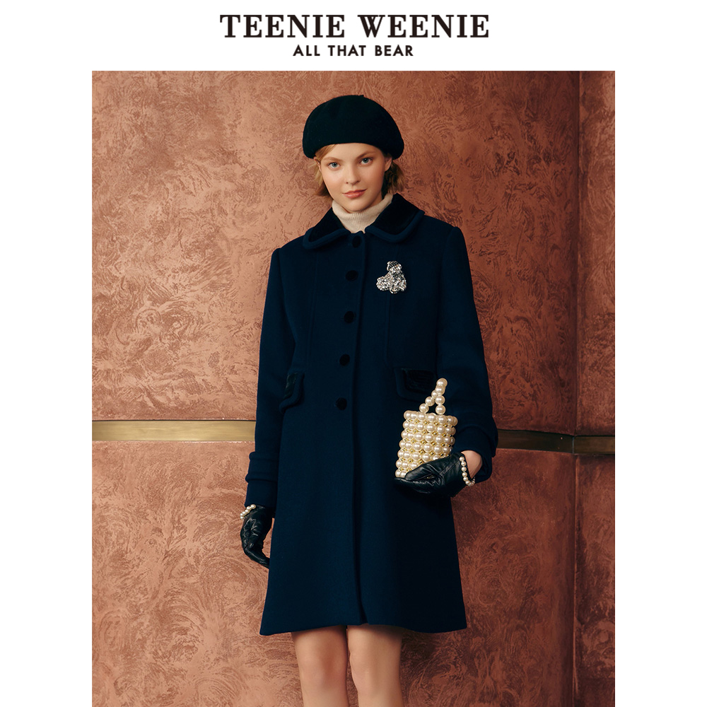 TeenieWeenie小熊卡通毛呢大衣女冬季女呢外套