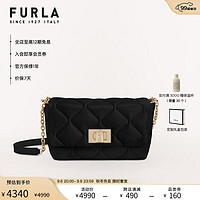 FURLA 芙拉 1927羊皮小号女士单肩精致通勤菱格小方包 黑色